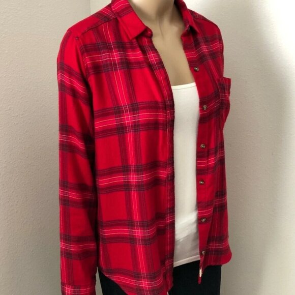 NWT Hollister Plaid Flannel Shirt Size XS Red Button Up Top - Picture 4 of 5